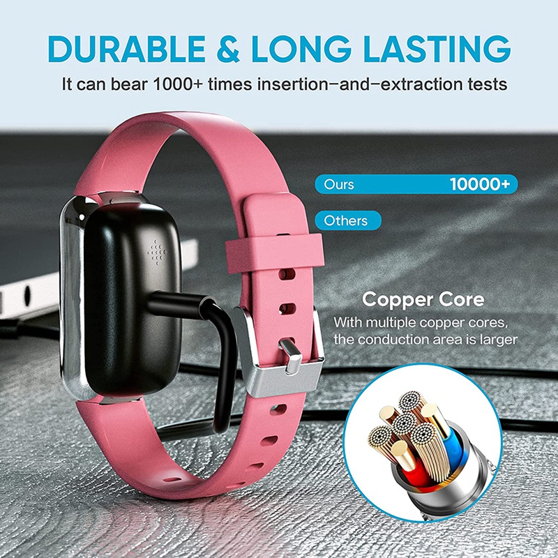 2 Dây Cáp Sạc Cho Đồng Hồ Thông Minh Fitbit Luxe (3.3 Ft / 1.6 Ft)