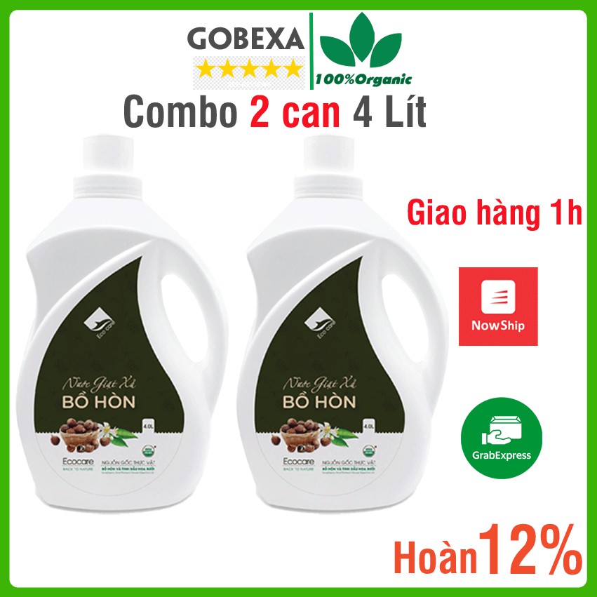 Combo 2 chai nước giặt 4 lít ecocare bồ hòn hữu cơ thiên nhiên an toàn cho em bé