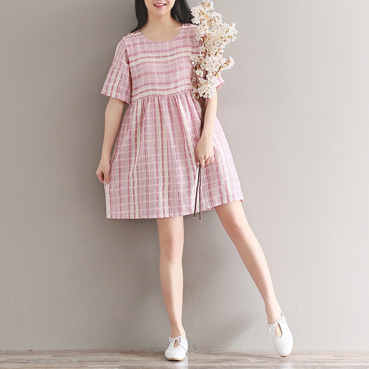 Đầm Cotton Lanh Ngắn Tay Dáng Rộng Xinh Xắn Cho Nữ 8824 | BigBuy360 - bigbuy360.vn