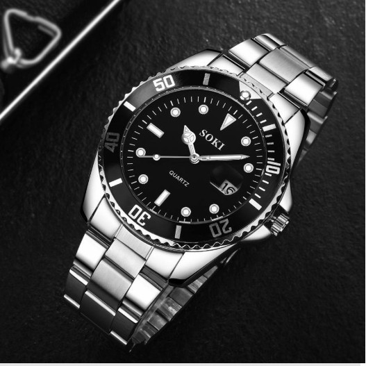 ĐỒNG HỒ NAM DÂY KIM LOẠI SOKI D268 CÓ LỊCH PHONG CÁCH DOANH NHÂN | BigBuy360 - bigbuy360.vn