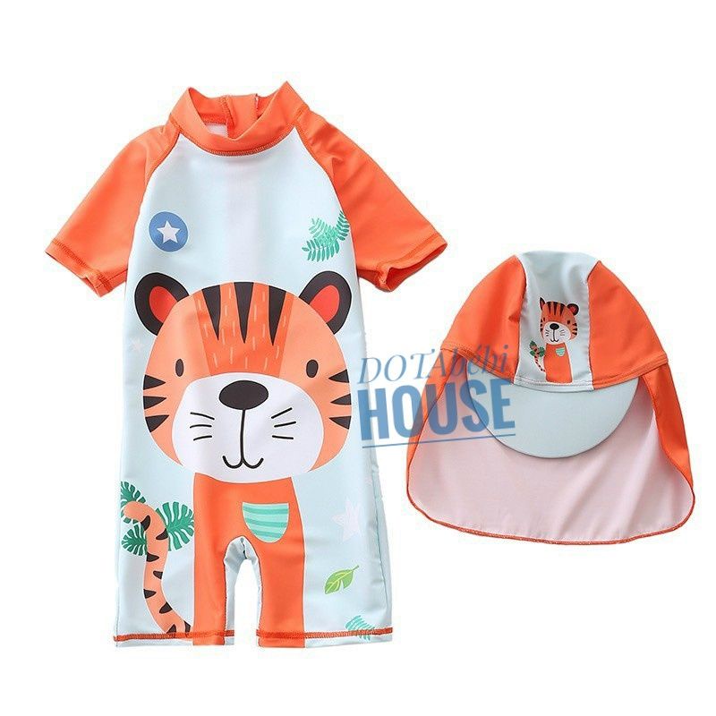 nhiều mẫu 7-21kg có nón che gáy Đồ bơi liền thân mẫu khủng long và hổ cho bé trai bé gái mã SW0303 - DOTAbébi HOUSE