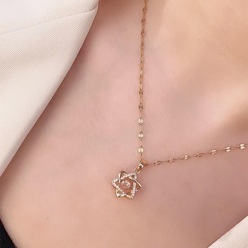 Dây Chuyền Mặt Hình Lục Giác Đính Đá Zircon Thông Minh Dễ Phối Đồ Thời Trang