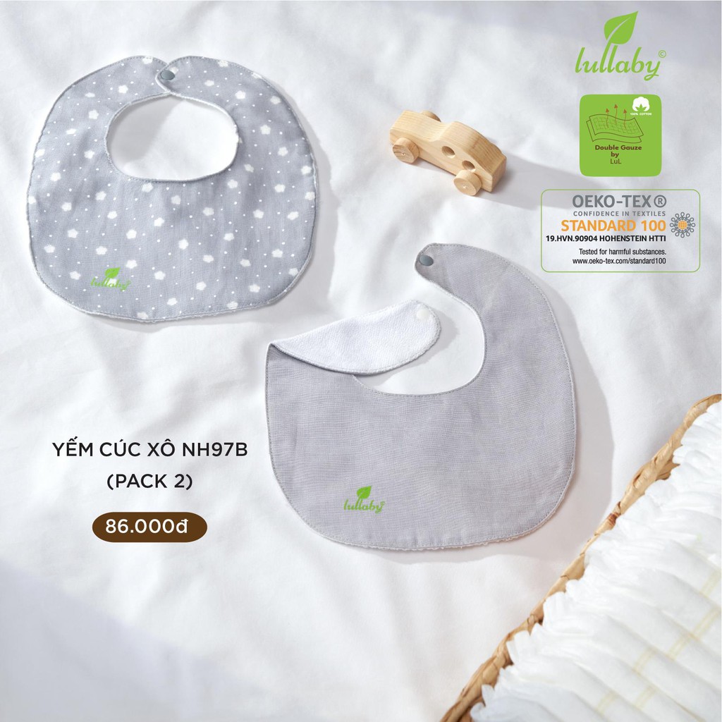 [Mã FASHIONXANH194 giảm 100% đơn 50K] Set 2 yếm Lullaby vải xô cúc bấm ( 3M - 2Y )