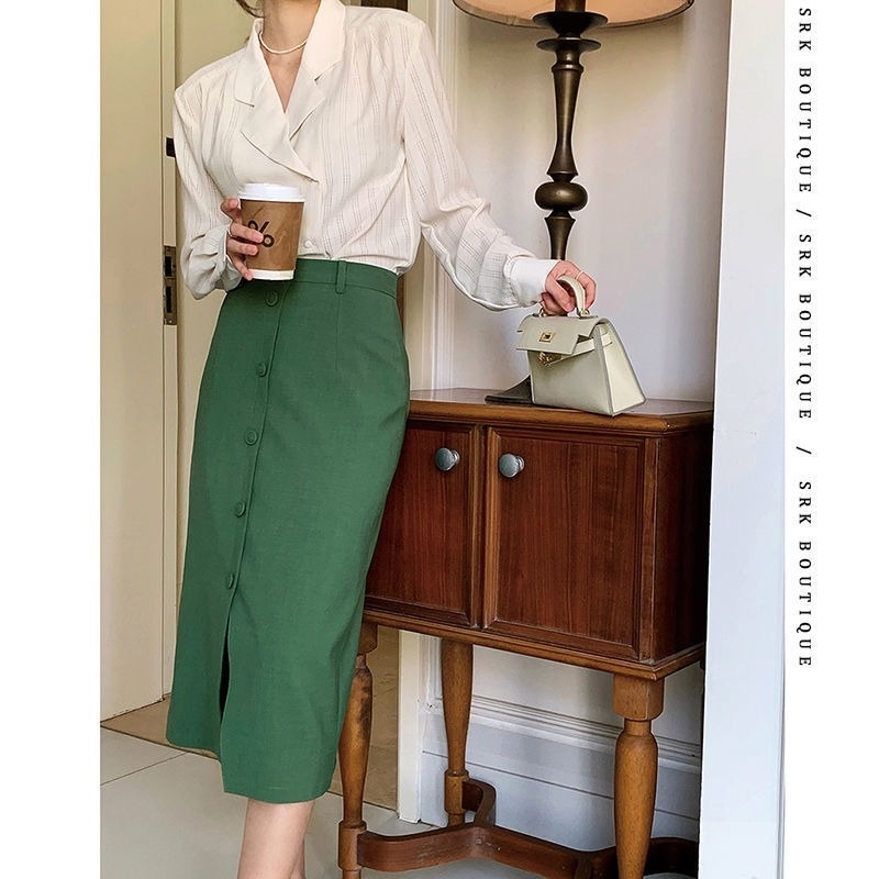 Chân Váy Lụa Bóng Lưng Cao Xẻ Tà Dáng Ôm Có Size Lớn Thời Trang Cho Nữ