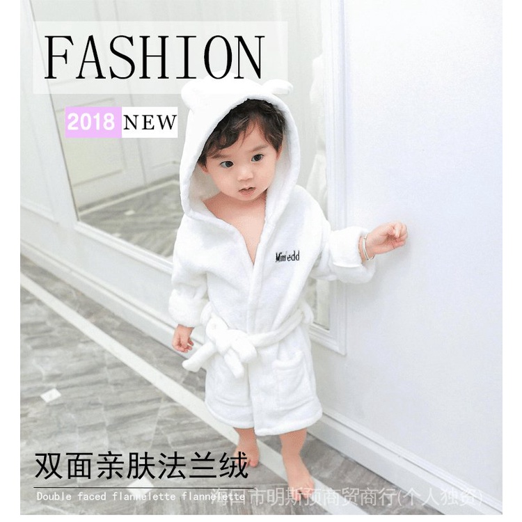 Áo Choàng Tắm Vải Flannel Dày Chống Nắng Dành Cho Bé 0-1 - 2-3 Tuổi 4-5 Tuổi