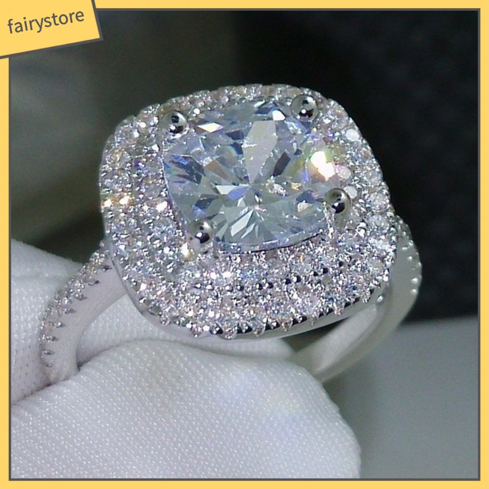 Nhẫn đính đá Topaz giả nhiều màu sang trọng