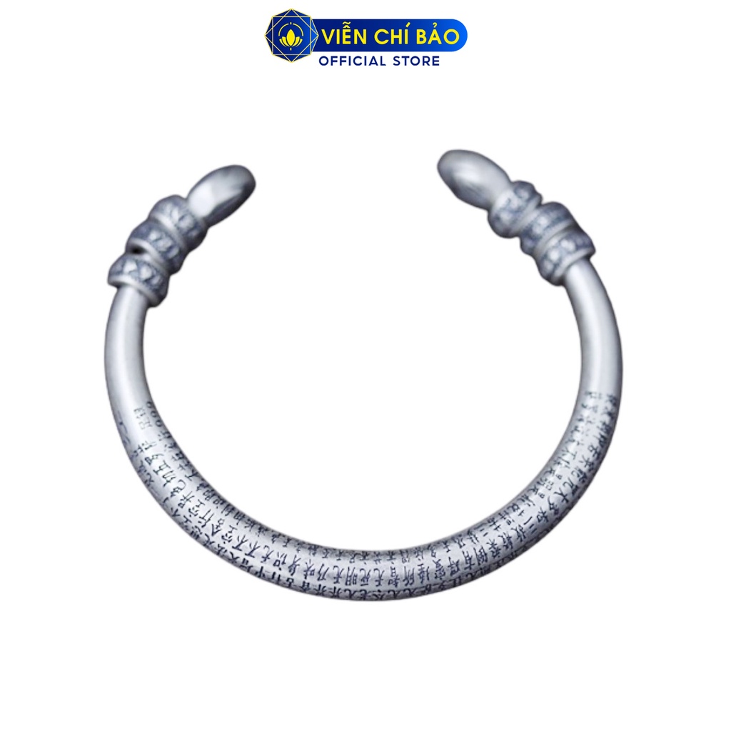 Kiềng tay bạc khắc Bát Nhã Tâm Kinh mix Lục Tự bạc Thái 925 Liên Hoa Lục Tự Viễn Chí Bảo L100161