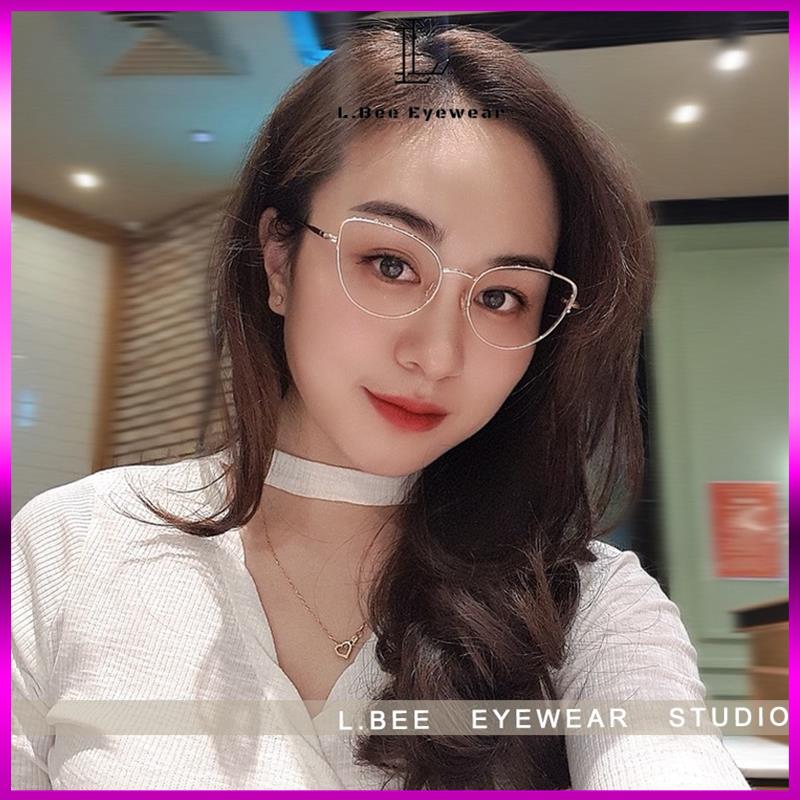 Gọng kính cận nữ thời trang, kính mắt mèo cao cấp chống ánh sáng xanh L.BEE EYEWEAR chất liệu TITAN 117L28 MSP50871
