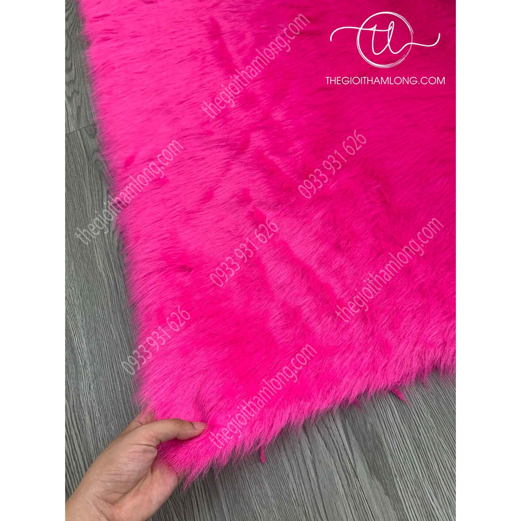 Thảm lông màu hồng đậm - lông dài hồ ly 5cm