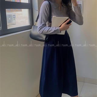 Áo len trơn cổ bẻ dài tay chất mỏng mịn