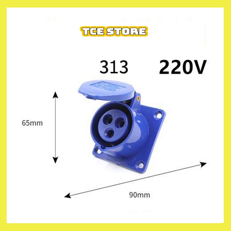 Ổ cắm công nghiệp, ổ cắm điện âm tường có nắp đậy 1 pha 3 chấu 16A