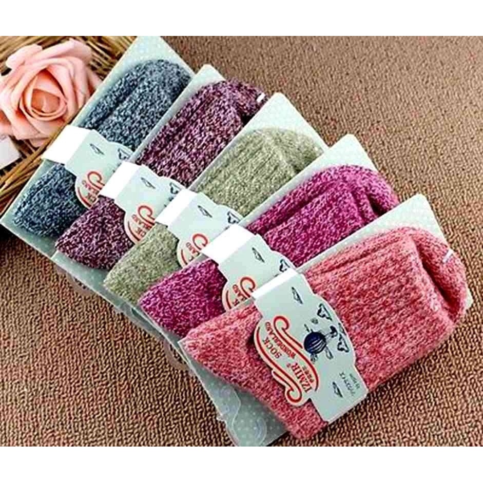 Set 5 Đôi Tất Len Cashmere Mềm Mại Trơn Màu Cho Nữ