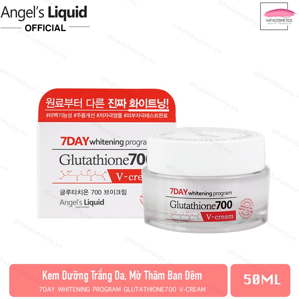 Kem Dưỡng Trắng Da, Mờ Thâm Nám Angel's Liquid 7 Day Glutathione 700 V-Cream 50ml