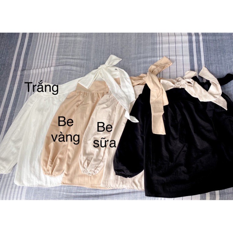 Áo trễ vai nơ 3 màu , áo babydoll kiểu hót A290 thời trang xmin