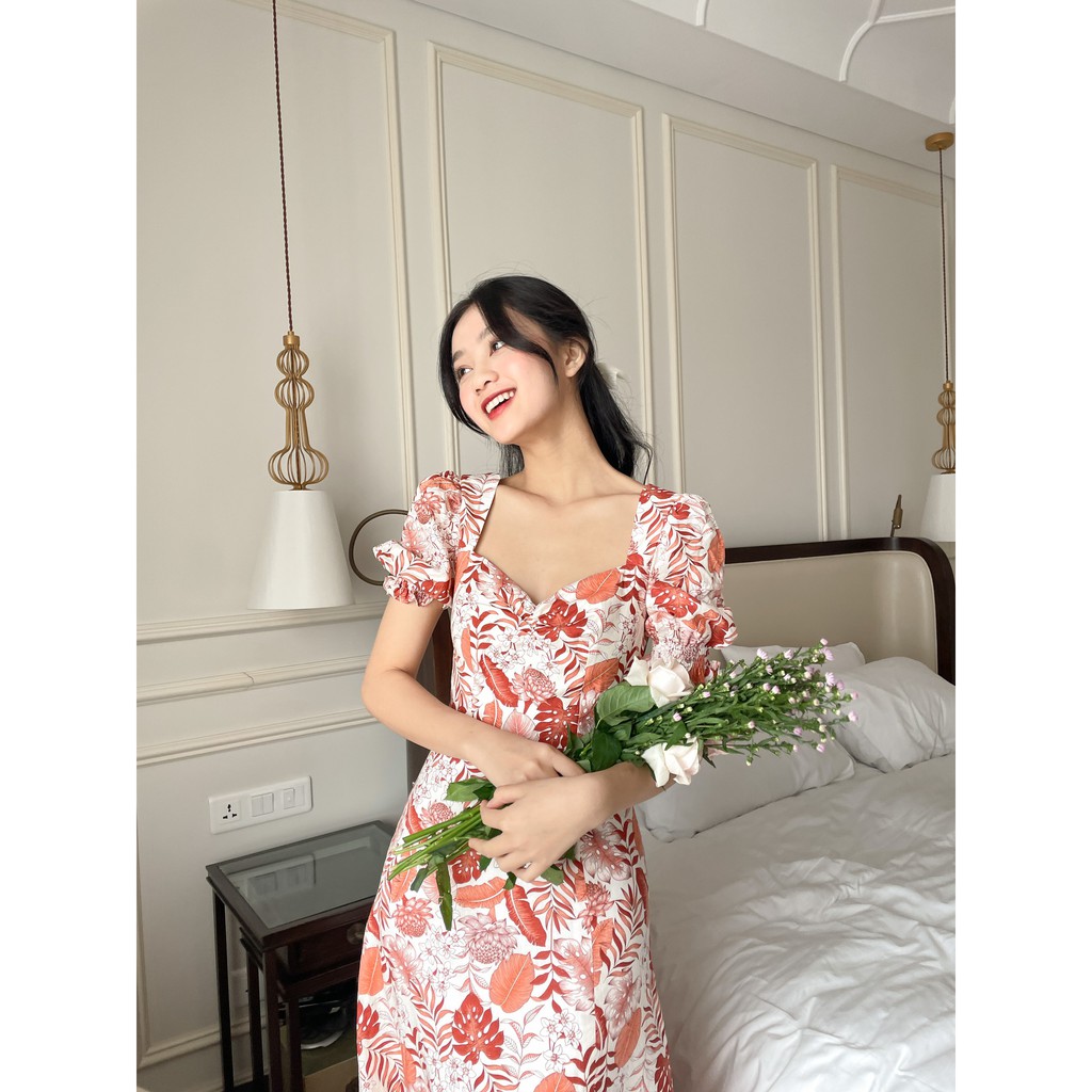 SÒ VINTAGE - SCARLET đầm hoa tay phồng | BigBuy360 - bigbuy360.vn