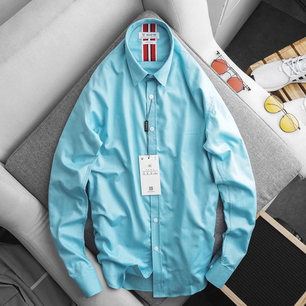 Áo Sơ Mi Nam Đẹp Trơn Tay Dài - Áo Sơ Mi Nam Hàn Quốc Kiểu Dáng Trẻ Trung - chất liệu cotton thoáng - SM06 - GUSTA | BigBuy360 - bigbuy360.vn