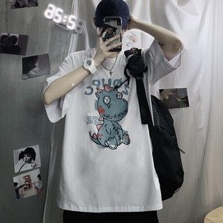 Áo Thun Nam/Nữ Unisex Kiểu Tay Lỡ Phông Form Rộng KHỦNG LONG CUTE, Mặc Cực Đẹp Khi Đi Chơi Dành Cho Học Sinh, Sinh Viên