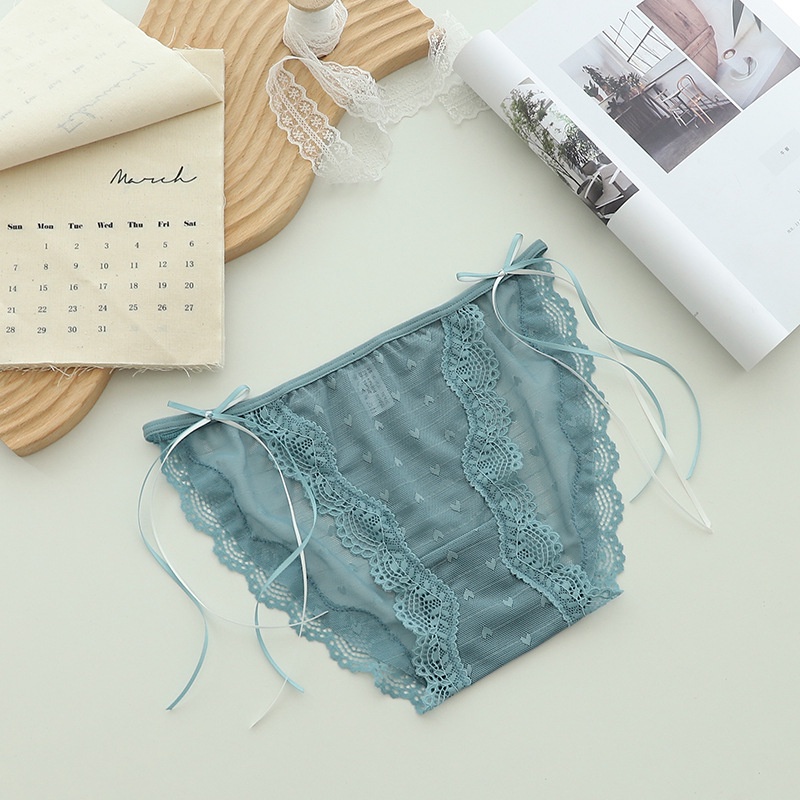 Quần Lót Ren Co Dãn Mềm Mại Họa Tiết Tim Nhỏ Xinh Xắn DAN L&amp;U 1749