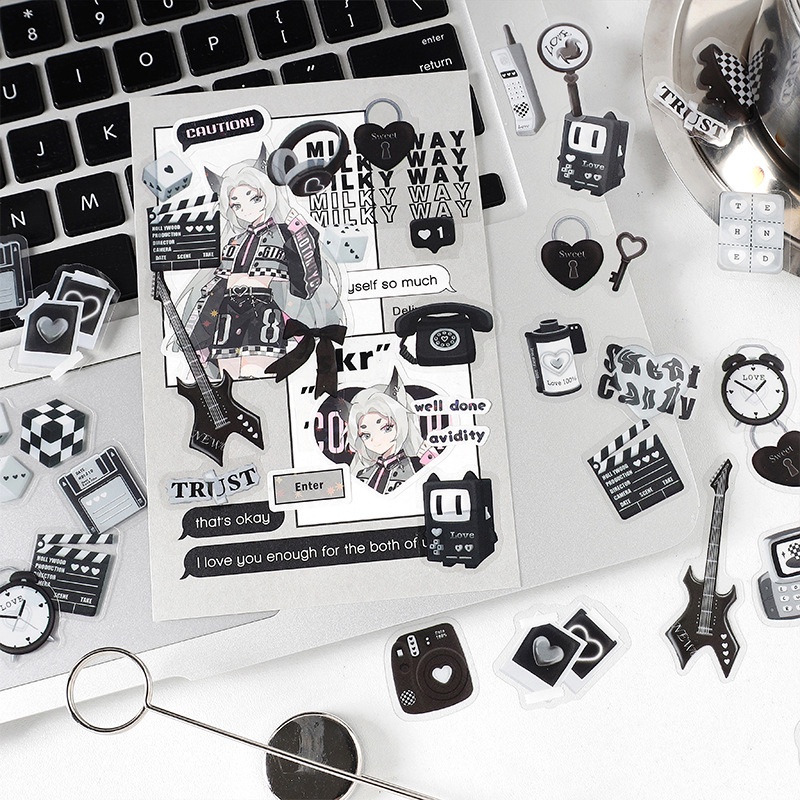 Bộ 40 Tấm Sticker Dán Trang Trí Nhiều Màu Sắc Dễ Thương