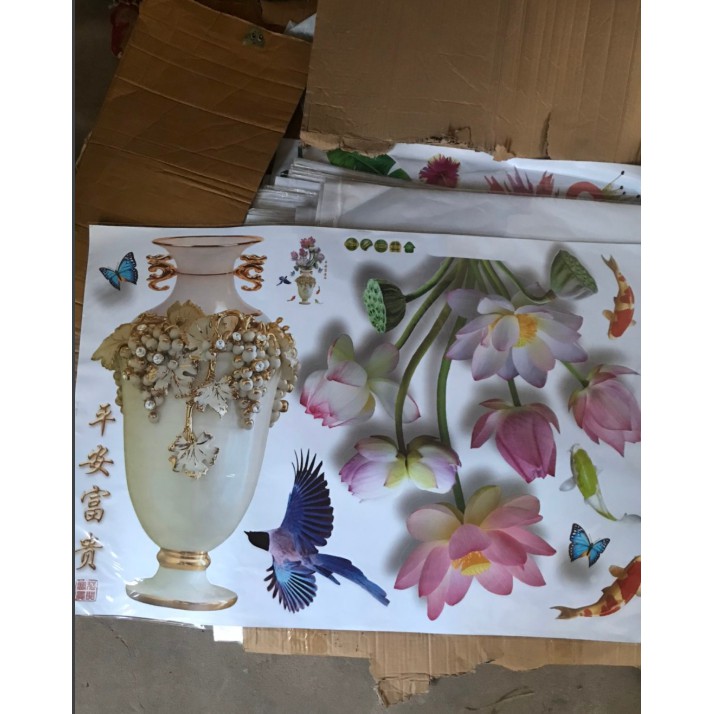 Decal Tranh sen , đào 3d phẳng kích thước 1m13 x78cm | BigBuy360 - bigbuy360.vn