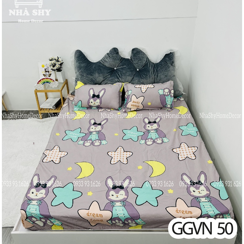 Bộ Ga Giuờng Cotton Poly 3 Món Chất Cotton Poly Hàng Việt Nam Sản Xuất - Set Ga + 2 Vỏ Gối Nằm