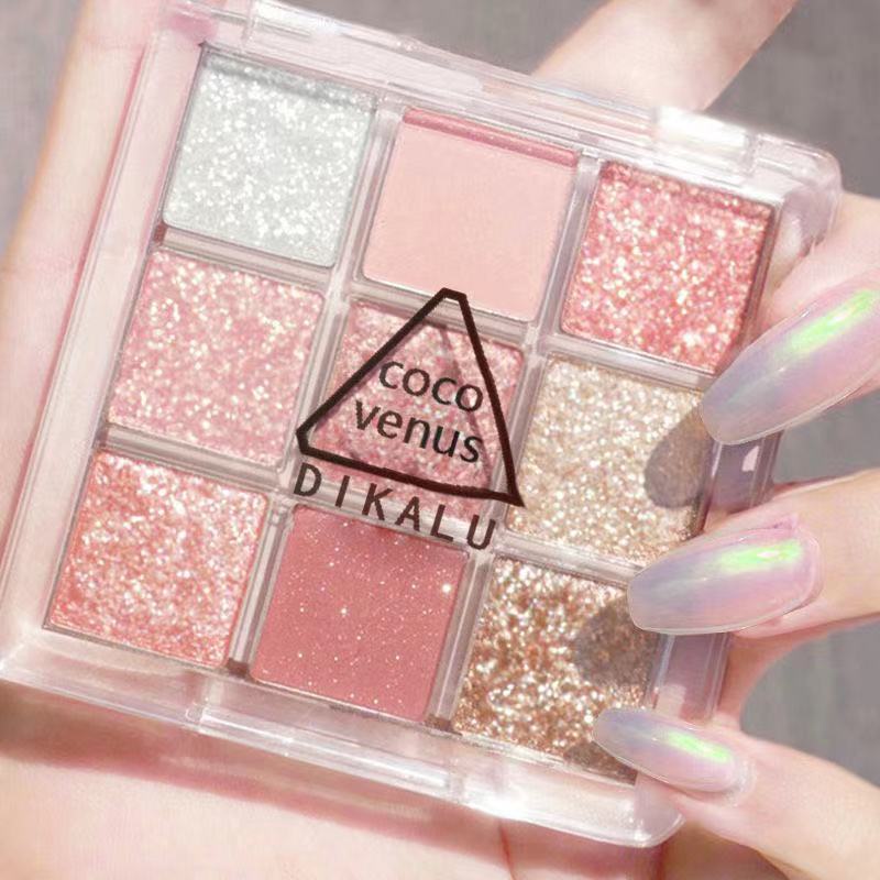 Bảng Phấn Mắt 9 Màu Lì/Nhũ Ngọc Trai/Ánh Ngọc Trai Mềm Mịn Trang Điểm Mịn Màng