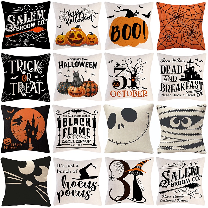 Vỏ Gối Sofa Trang Trí Họa Tiết Chủ Đề Halloween