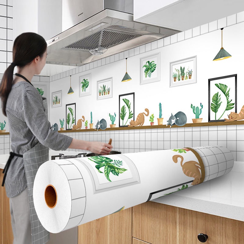 Miếng Dán Tường Dày Dặn Chống Thấm Nước/ Bám Dầu/ Ẩm Mốc Tiện Dụng Cho Nhà Bếp/ Nhà Tắm