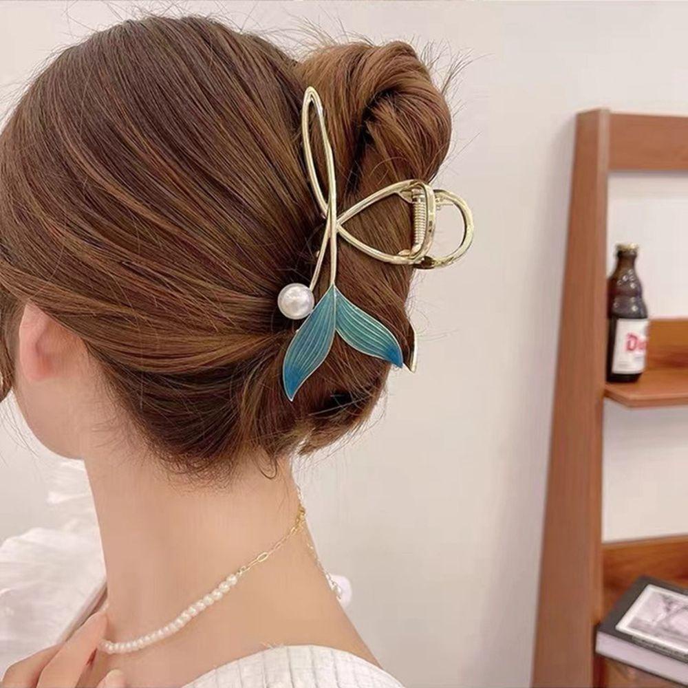 Kẹp Tóc Móng Vuốt Lớn Hình Cá Mập Rỗng Đơn Giản Cho Nữ