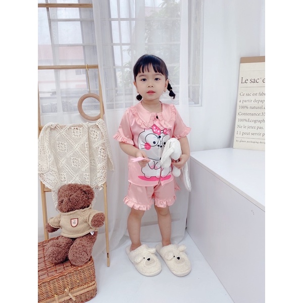 Bộ lụa Pijama cho bé gái từ 10-28kg (1-8 tuổi)