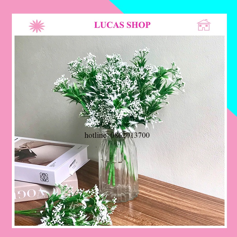 Cành Giả- Cành Điểm Hạt Gạo 32cm 7 Nhánh Trang Trí Nhà Cửa, Decor Lọ Hoa Siêu Xinh