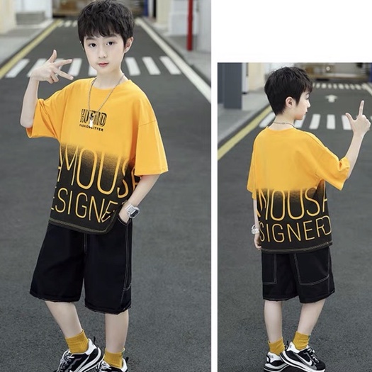 Đồ bộ bé trai Con Xinh cotton hình in chữ AMOUS, quần áo bé trai từ 14 đến 42kg