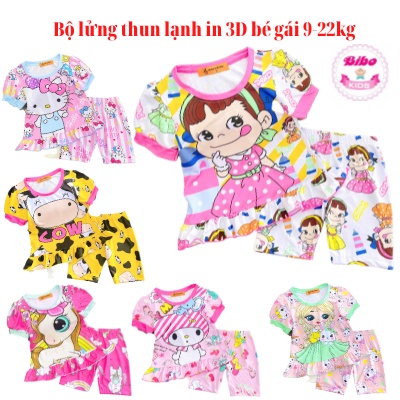 [9-22kg] [MẪU MỚI] Bộ ngố thun lạnh in 3D HOẠT HÌNH siêu dễ thương cho bé gái, đồ bộ bé gái