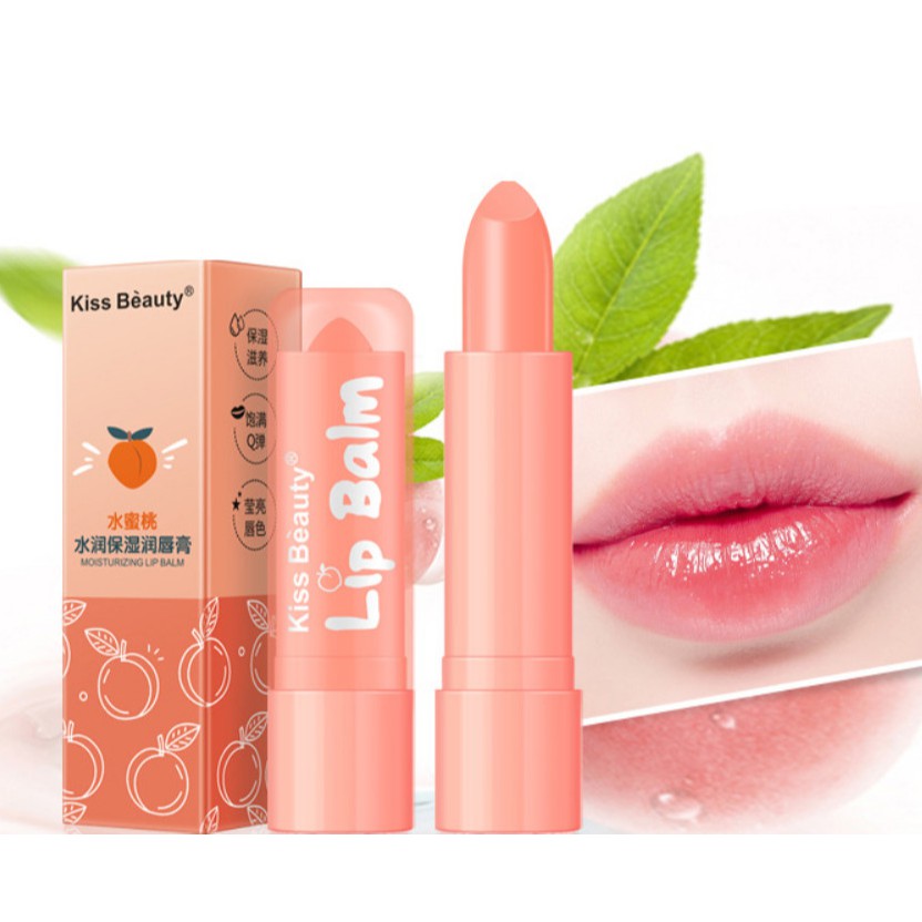 Son Dưỡng ĐÀO TƯƠI Kèm Vỏ 26513 Kissbeauty có hộp siêu sang nội địa sỉ rẻ dưỡng căng mộng hồng môi lipbalm | BigBuy360 - bigbuy360.vn