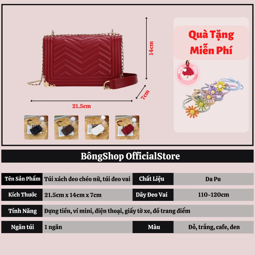 Túi xách nữ đeo chéo đẹp giá rẻ thời trang công sở cao cấp Size 21 Bông Shop TX020