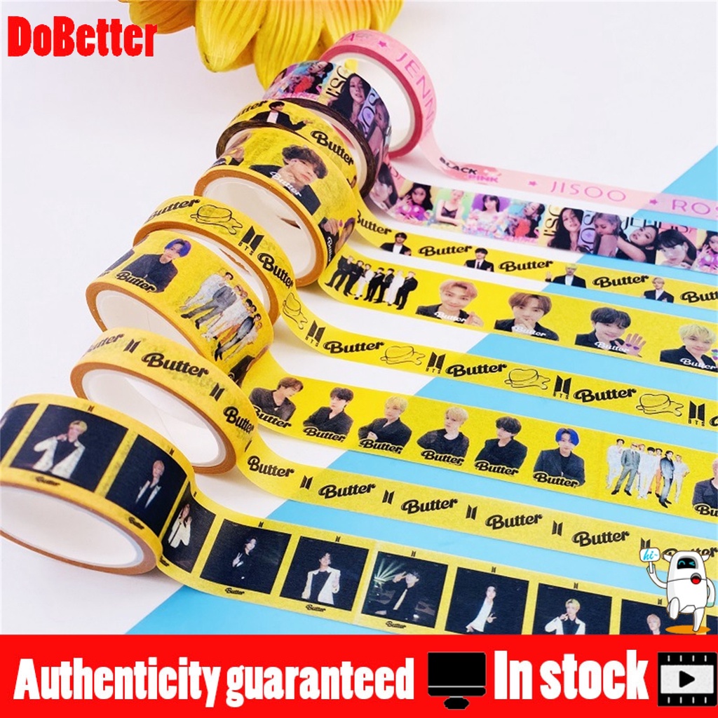 Set 2 Cuộn Băng Keo Giấy Washi Bản Rộng Dùng Làm Đồ Thủ Công