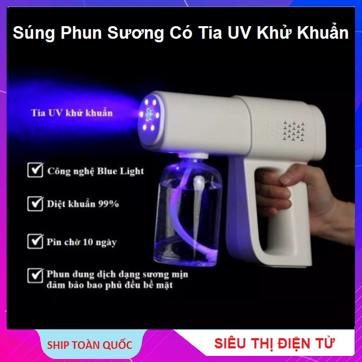 Máy Cầm Tay Phun Sương Khử Khuẩn, Có Đèn UV Diệt Khuẩn 99% - K5 Cao Cấp - Làm Sạch Phòng - Bảo Hành 12 Tháng