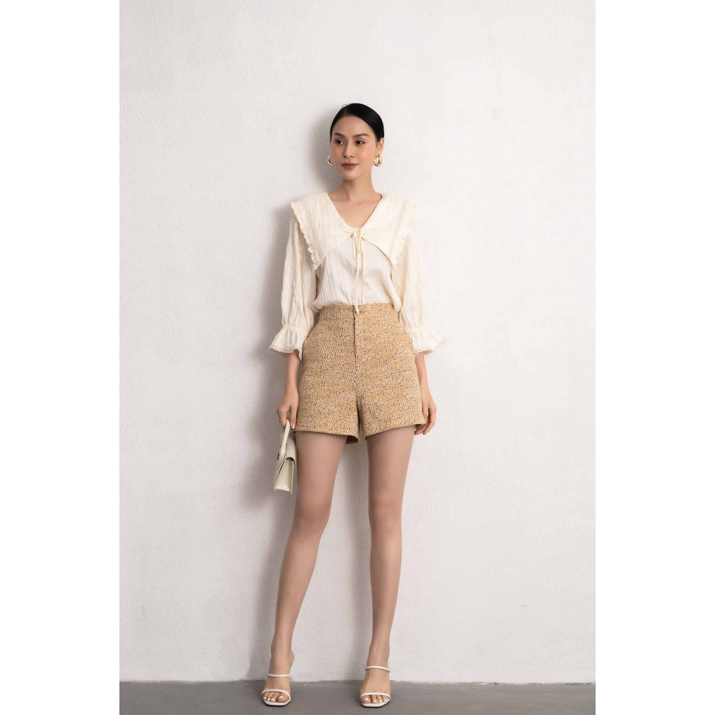 Áo sơ mi nữ tay bèo cổ thủy thủ Eva de Eva 22SSME030T