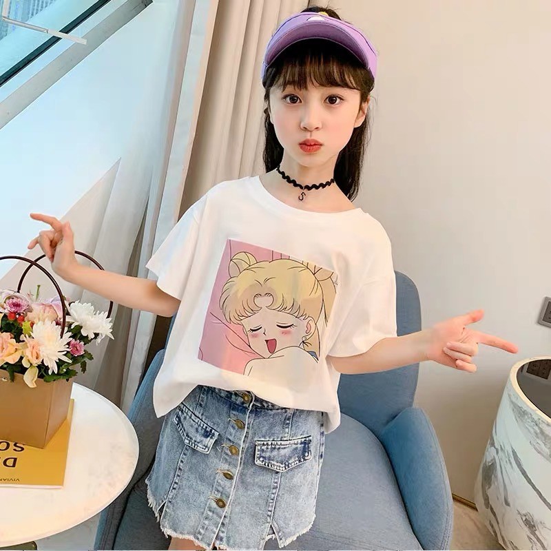 Áo Thun Tay Lỡ Form Rộng Cho Bé Gái Và Bé Trai In Họa Tiết Hoạt Hình Dễ Thương H&amp;N Fashion Shop