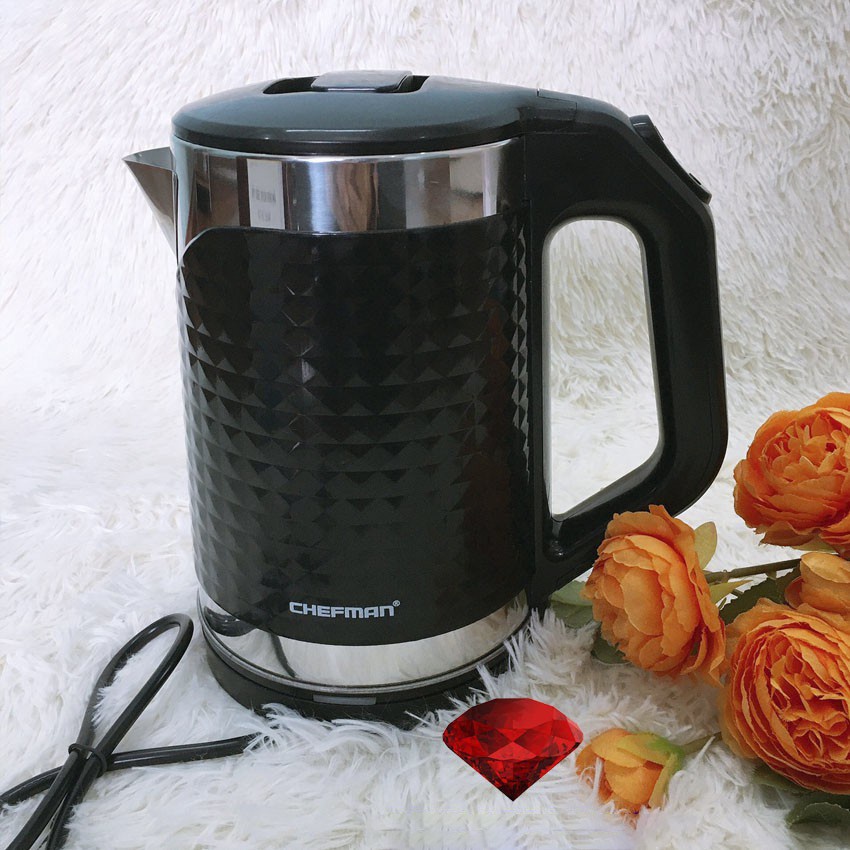 Ấm Siêu Tốc 2L Chính Hãng CHEFMAN, Ấm 2 Lớp, Bảo Hành 12 Tháng