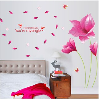 Decal trang trí Hoa đỏ lớn quyến rũ