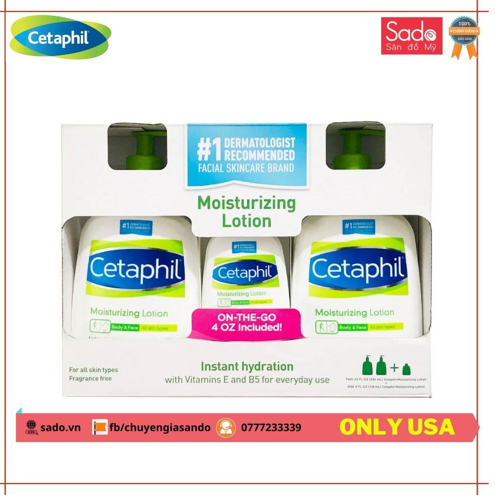 Bộ sữa dưỡng ẩm, rửa mặt Cetaphil Moisturizing Lotion 591ml x2 + 118ml