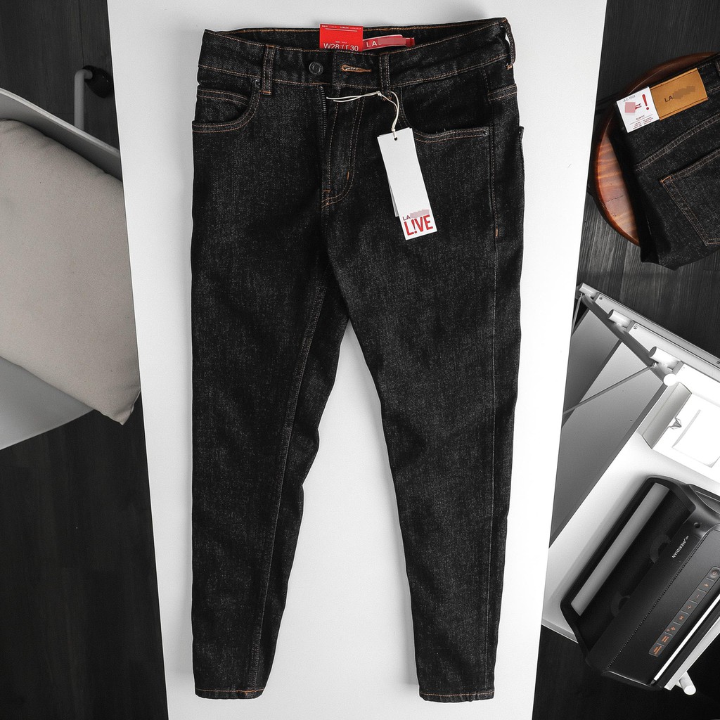 Quần jean dài nam LCST đen tiêu (Form Slimfit,chất vải co dãn,ống quần 15 - 18cm,hàng Vnxk)-1033