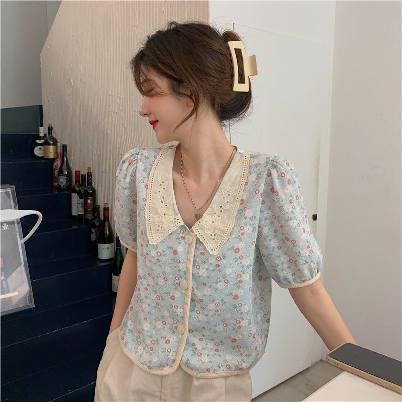 Áo Sơ Mi Ngắn Tay Phồng In Họa Tiết Hoa Nhỏ Thời Trang Mùa Hè Hàng Mới Dành Cho Bạn