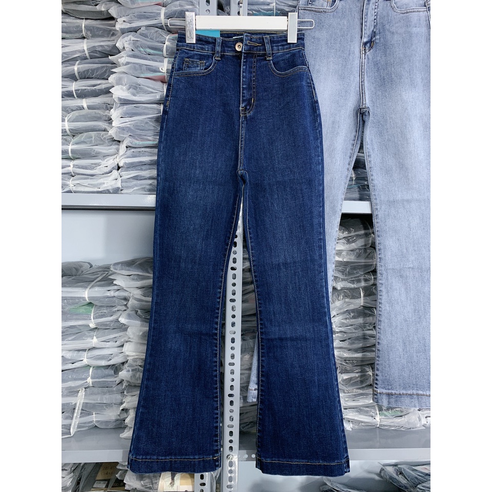 quần jeans nữ ống loe quần bò loe ống bass dài lai to cạp lưng siêu cao chất jean co dãn