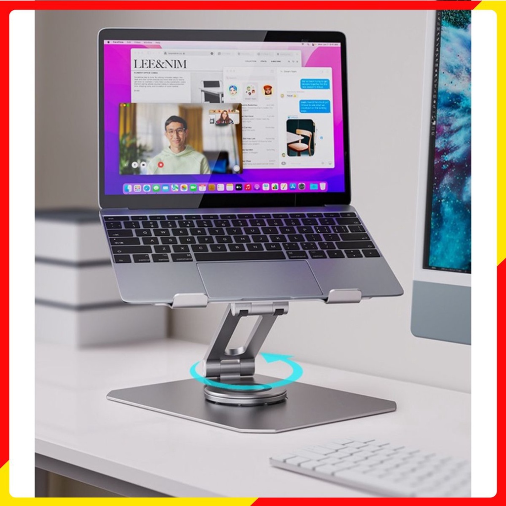 Kệ tản nhiệt kiêm giá đỡ laptop nhôm cao cấp L360 chân đế xoay tròn, nhôm chất lượng tốt cho máy 12 inch - 17 inch.
