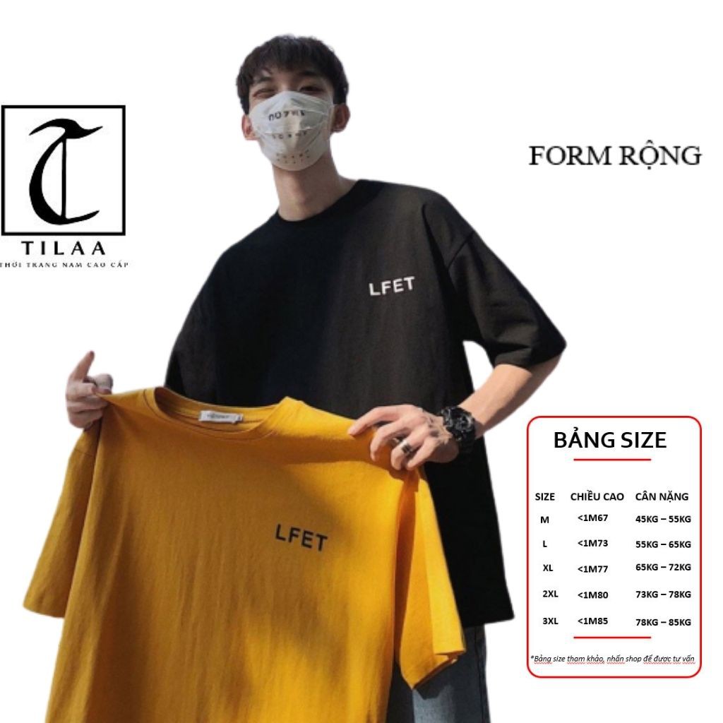 Áo thun nam nữ unisex tay lỡ LF basic tee form rộng oversize 2 màu trắng và đen cotton dáng xuông AT03