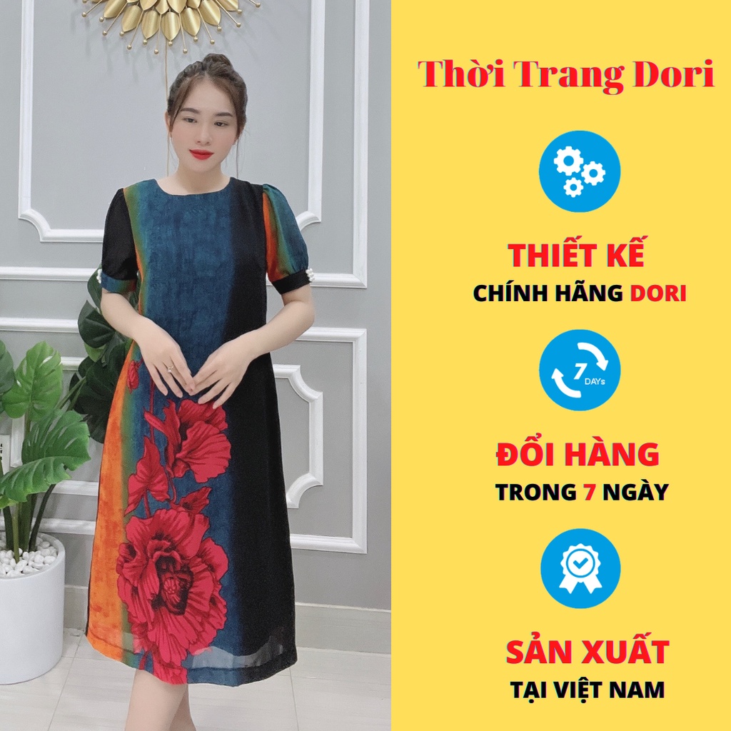 Đầm Suông In Hoa 3D Cao Cấp - Thương Hiệu Dori - DV095 (Ảnh Thật, Có Big Size)