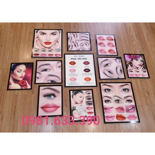 [GIÁ XƯỞNG] Bộ 11 Tranh quán Hair, Nail, Spa, Phun xăm tặng kèm băng dán chuyên dụng