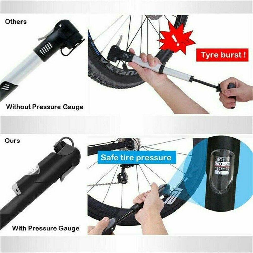 PATH Ống Bơm Xe Đạp Mini Cầm Tay Có Đồng Hồ Đo Áp Suất